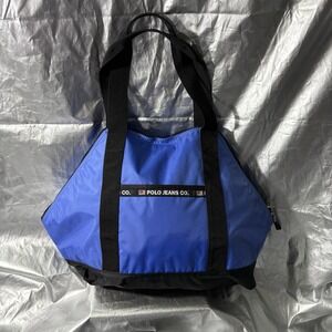 Ralph Lauren Polo Jeans Co. Blue Nylon Zippered Tote Duffel Bag Gym Weekender